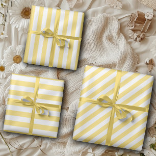 Vintage Classic Yellow & White Stripes Wrapping Paper Sheet