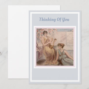 Vintage Classical Art Thinking of You Card Blue 
