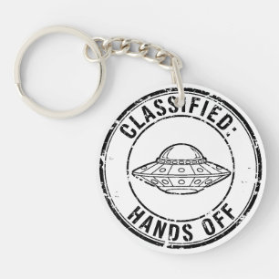 Vintage Classified: Hands Off UFO Keychain