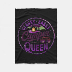 Vintage Classy Camper Queen RV Besties Camping Fleece Blanket