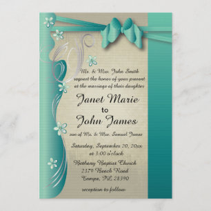 Vintage Classy Curvy Design   Jade and Silver Invitation