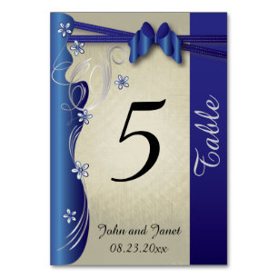 Vintage Classy Curvy Design Sapphire and Silver Table Number