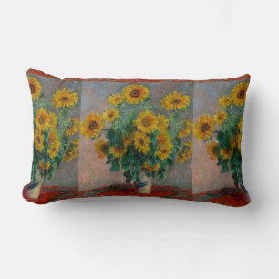 Vintage Claude Monet Bouquet of Sunflowers Lumbar Pillow