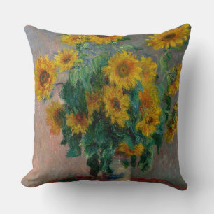 Vintage Claude Monet Bouquet of Sunflowers Throw Pillow