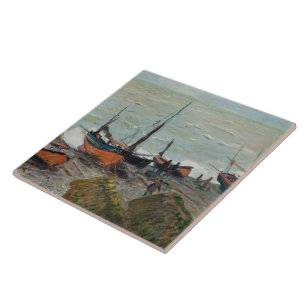 Vintage Claude Monet Fishing Boats Ceramic Tile