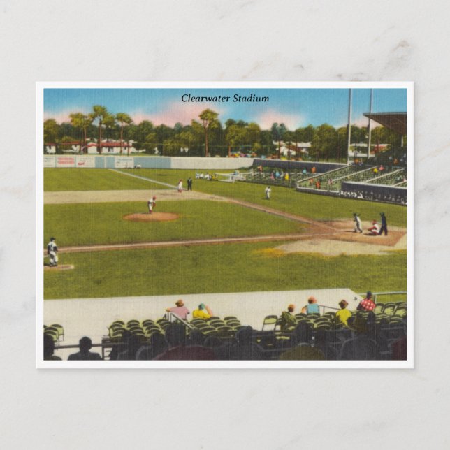 Vintage Clearwater Florida Baseball Stadium Postcard (Front)