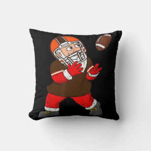 Vintage Cleveland Christmas Santa Claus Football r Throw Pillow