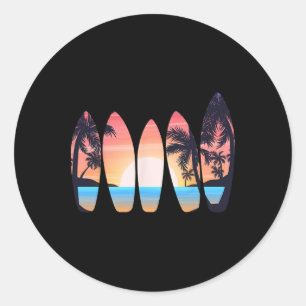 Vintage Clic Retro Surfboarder Surfer Surfing Surf Classic Round Sticker