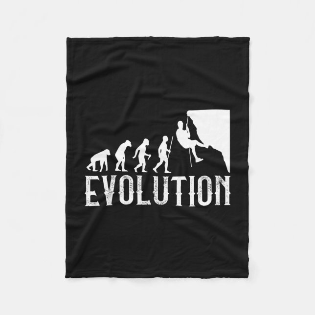Vintage climber evolution - funny rock wall fleece blanket (Front)