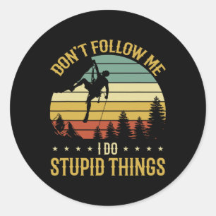 Vintage Climbing Bouldering Rock Climber Climbing  Classic Round Sticker