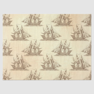 Vintage Clipper Ship on Cream Decoupage Tissue Paper