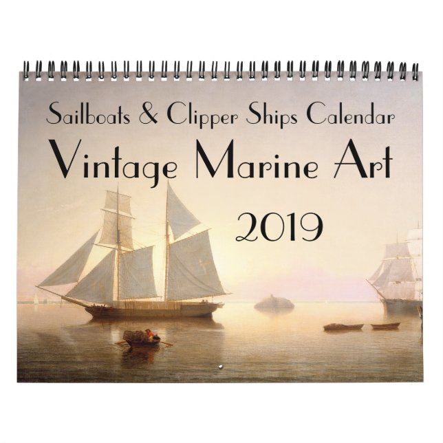Vintage Clipper Ship Sailboat Yachts 2019 Calendar (Cover)