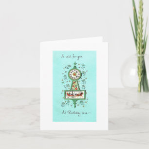 Vintage Clock Birthday Card
