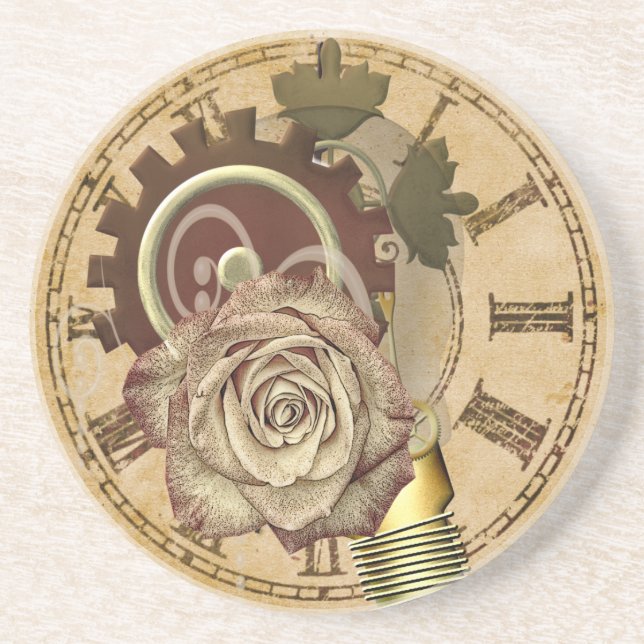 Vintage Clock Collage Coaster (Front)