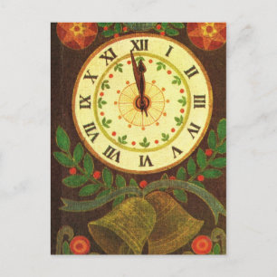 Vintage clock, Countdown to Christmas Holiday Postcard