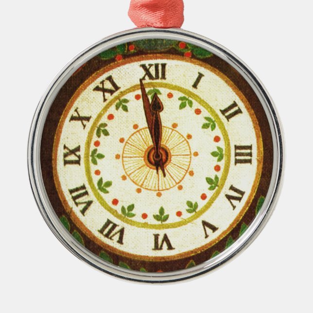 Vintage clock, Countdown to Christmas Metal Ornament (Front)