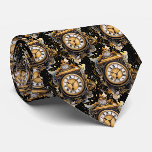 Vintage Clock Face Steampunk Neck Tie