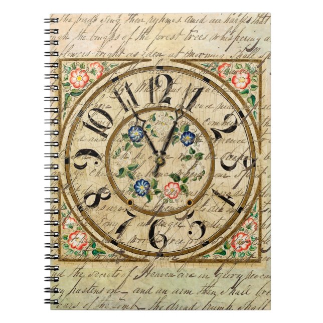 Vintage Clock Old Poem Writing Junk Journal  (Front)