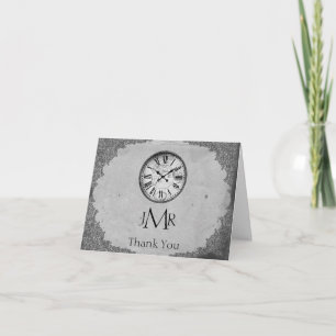 Vintage Clock on Paper 1st Anniversary Thank You Card