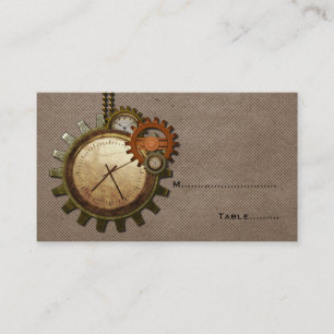 Vintage Clock Place Card, Mocha Card