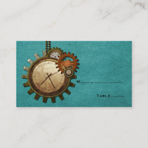 Vintage Clock Place Card, Turquoise Card