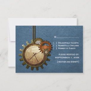 Vintage Clock Response Card, Blue
