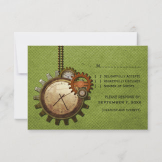 Vintage Clock Response Card, Green