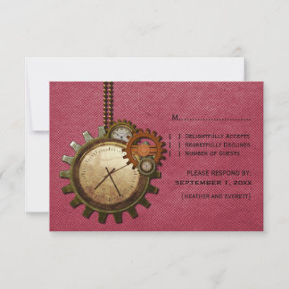 Vintage Clock Response Card, Pink