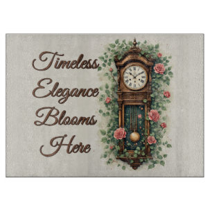 Vintage Clock Surrounded by Roses and Vines Cutting Board