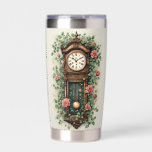 Vintage Clock Surrounded by Roses and Vines Insulated Tumbler<br><div class="desc">This elegant design features a beautifully detailed vintage wall clock enveloped by blooming pink roses and winding green vines, creating a harmonious blend of nostalgia and nature. The ornate woodwork of the clock is intricately rendered, complete with Roman numerals and polished brass pendulums that evoke a timeless charm. Soft watercolor-style...</div>