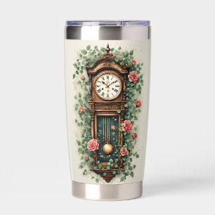 Vintage Clock Surrounded by Roses and Vines Insulated Tumbler