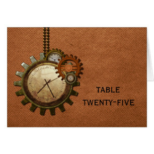 Vintage Clock Table Number Card, Copper