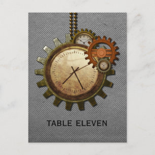 Vintage Clock Table Number Postcard, Grey Postcard