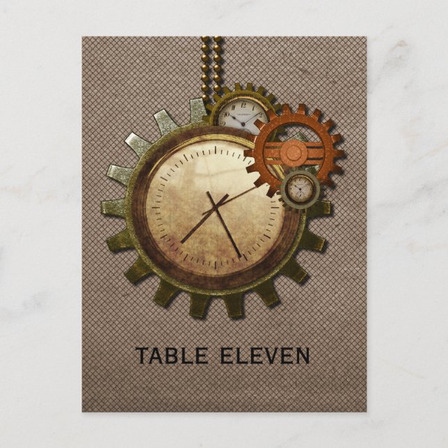 Vintage Clock Table Number Postcard, Mocha Postcard (Front)