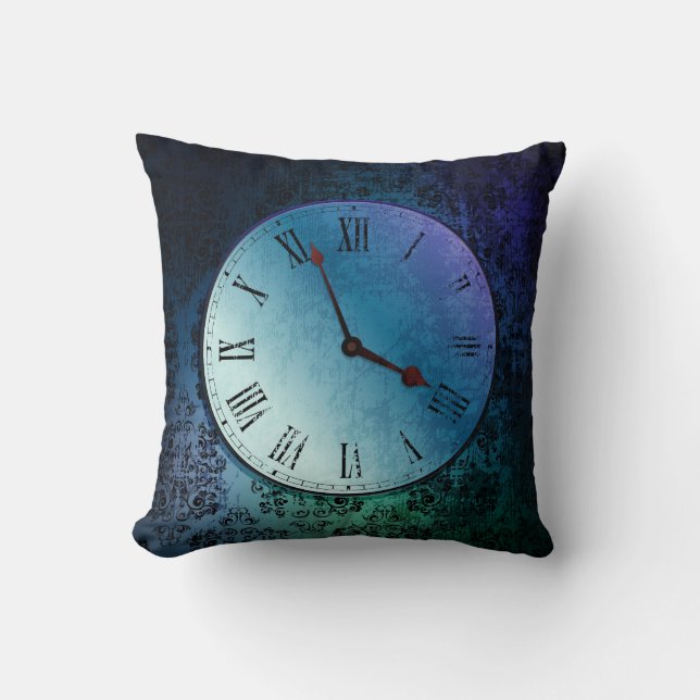 vintage clock throw pillow (Front)
