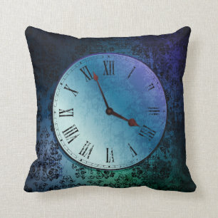 vintage clock throw pillow