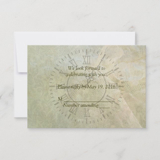 Vintage Clock Wedding RSVP (Front)