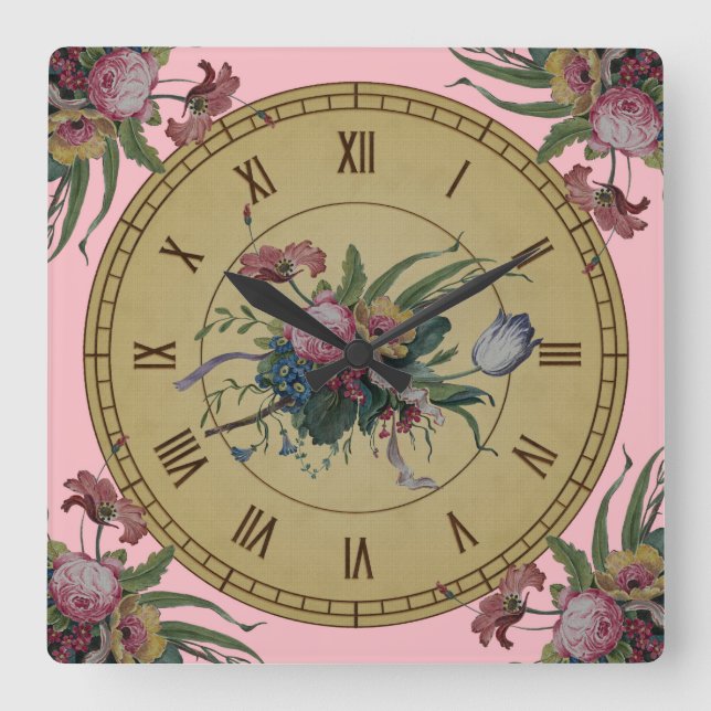 Vintage Clock with Flowers (Front)