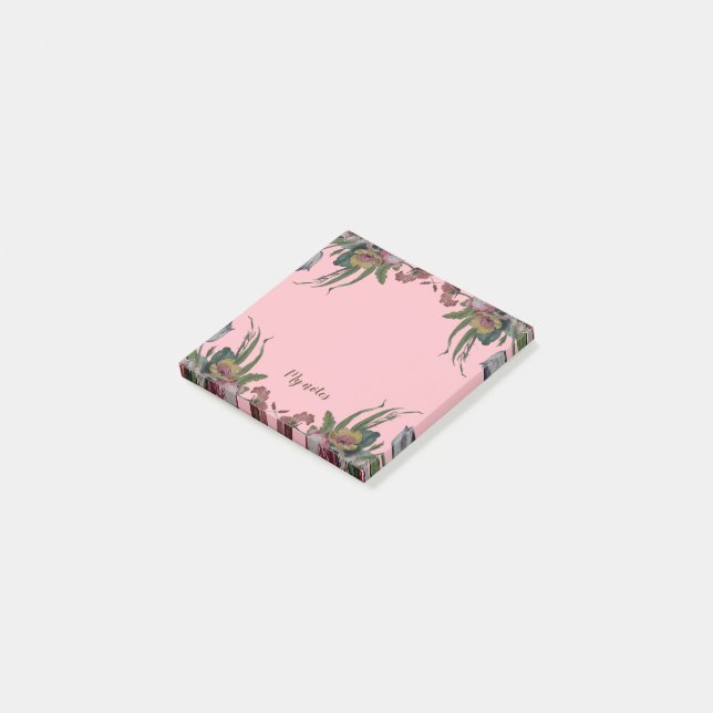 Vintage Clock with Flowers Post-it Notes (Angled)