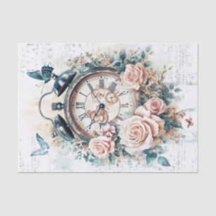 Vintage Clock with Handwriting For Decoupage Tissue Paper