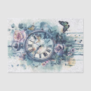 Vintage Clock with Handwriting For Decoupage Tissue Paper