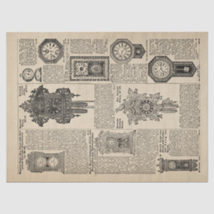 Vintage Clocks Catalogue Page Decoupage Tissue Paper