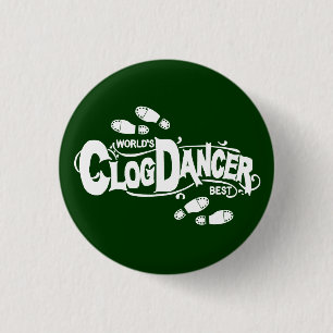 Vintage Clog Dancer Clogging White 1 Inch Round Button