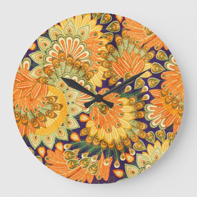 Vintage cloth pattern: close-up texture. large clock (Front)