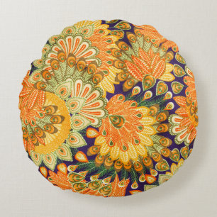 Vintage cloth pattern: close-up texture. round pillow