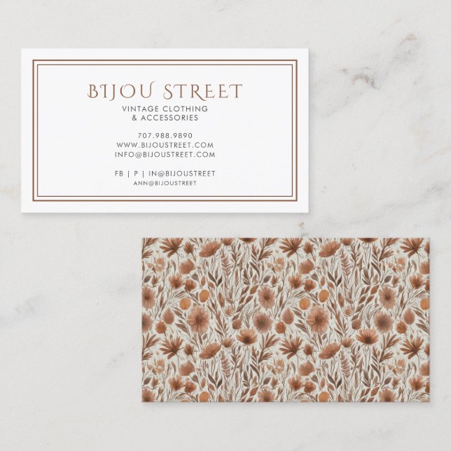 Vintage Clothing Retail  Business Card (Front/Back)