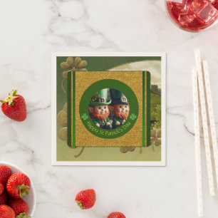 Vintage Clover St Patrick's Day Leprechauns PPN Napkin