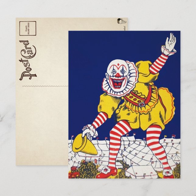 Vintage Clown Ad Postcard (Front/Back)