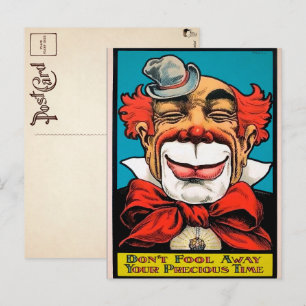 Vintage Clown Art Postcard
