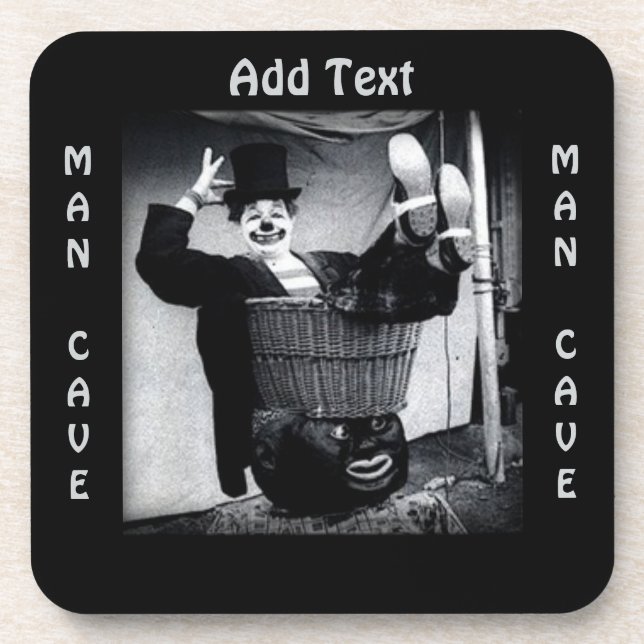 Vintage Clown Photograph Man Cave Square Coaster (Front)